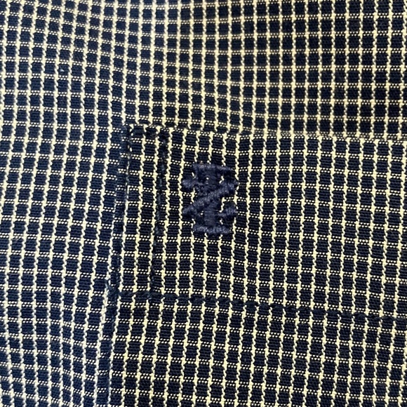 Izod men’s size medium navy blue Checkered cotton blend long sleeve button Shirt - Picture 13 of 16